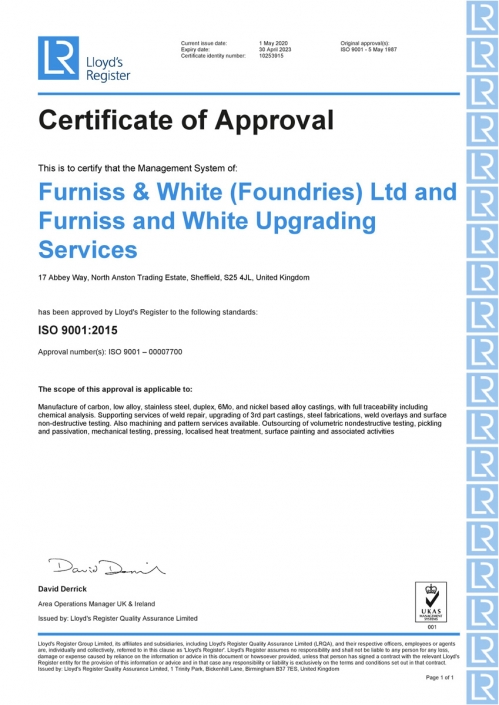 UKAS ISO 9001:2015 certificate